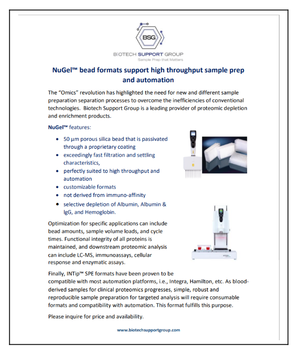 NuGel™ bead formats support high throughput sample prep and automation
